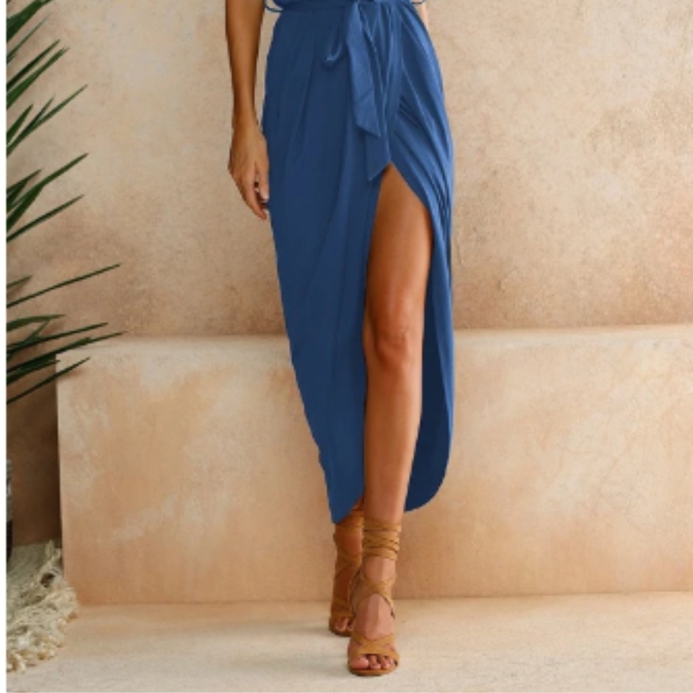 Blue Wrap Dress - Picture 2 of 5